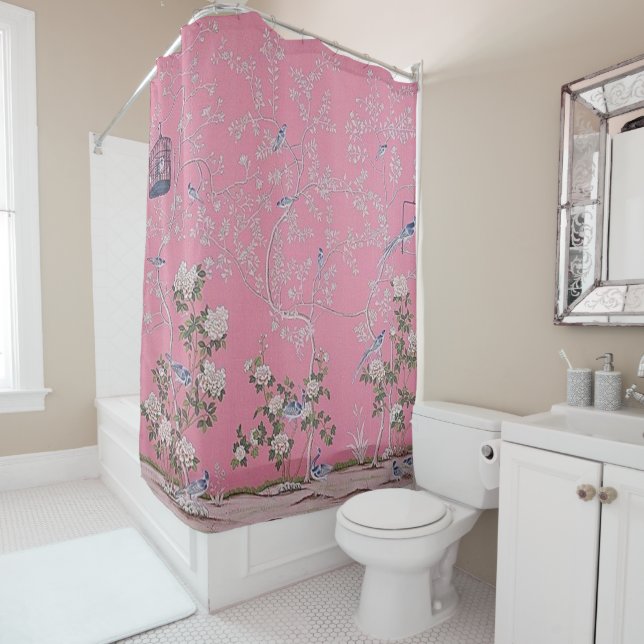 Pink Chinoiserie Duschvorhang (Beispiel)