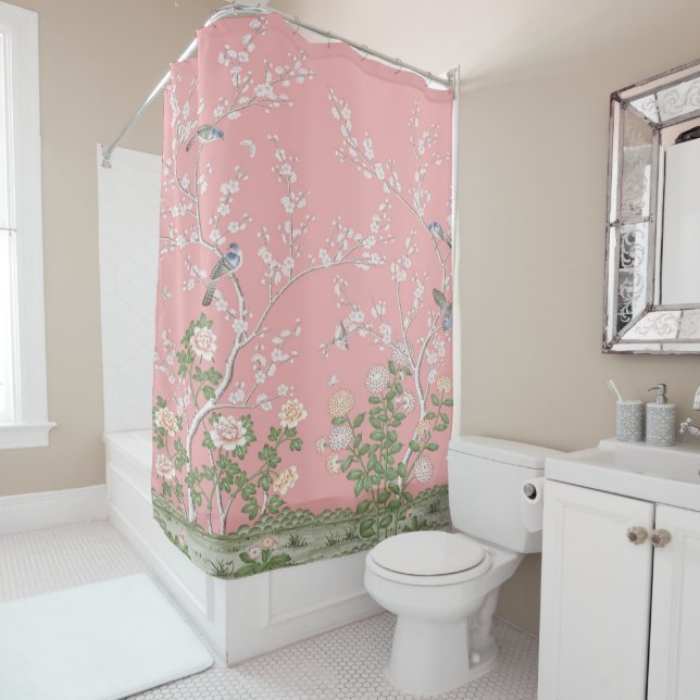 Pink Chinoiserie Duschvorhang (Beispiel)