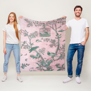 Pink Chinoiserie Fleecedecke