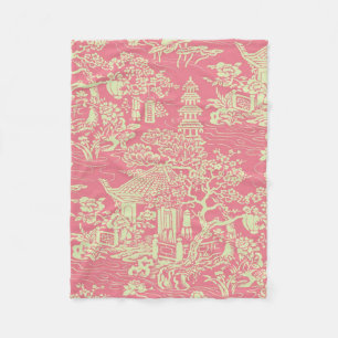 Pink Chinoiserie Fleecedecke