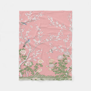 Pink Chinoiserie Fleecedecke