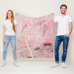 Pink Chinoiserie Fleecedecke
