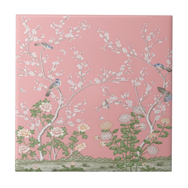 Pink Chinoiserie Fliese (Vorderseite)
