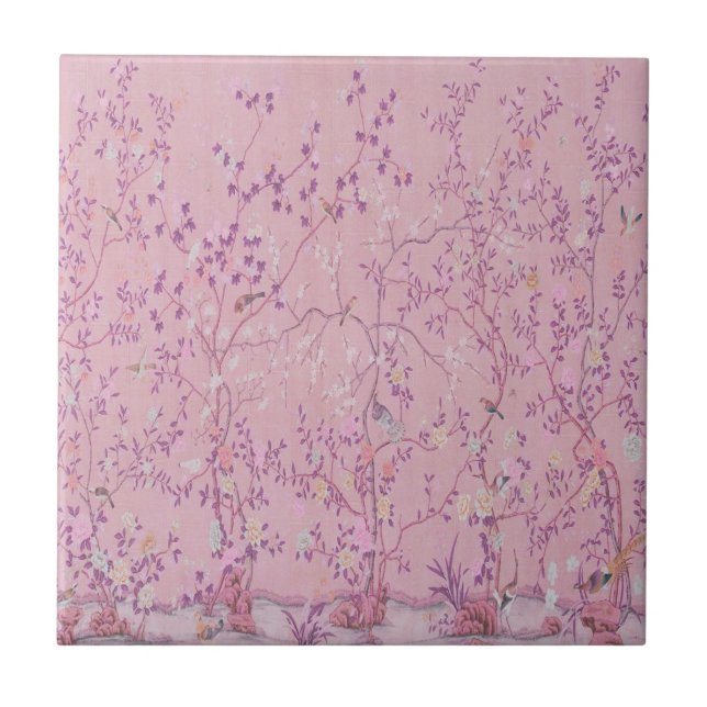 Pink Chinoiserie Fliese (Vorderseite)