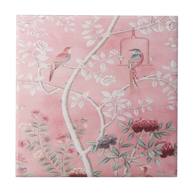 Pink Chinoiserie Fliese (Vorderseite)