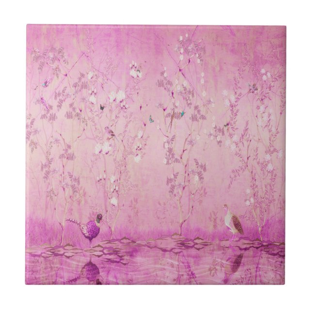 Pink Chinoiserie Fliese (Vorderseite)
