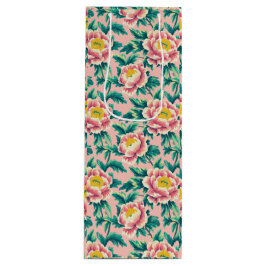 Pink Chinoiserie Floral Geschenktüte Für Weinflaschen