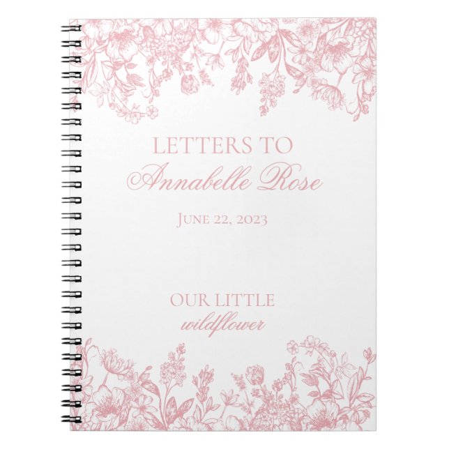 Pink Chinoiserie Floral Letters to Birthday Girl Notizblock (Vorderseite)