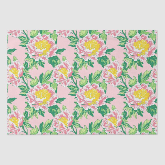 Pink Chinoiserie Floral Seidenpapier (Vorderseite)
