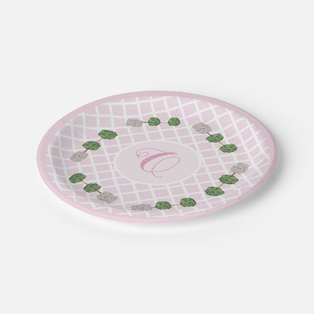 Pink Chinoiserie Ginger Jar Jars Topiary Basket Pappteller (Schrägansicht)