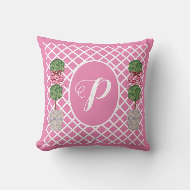 Pink Chinoiserie Ginger Jar Jars Topiary Basket Th Kissen (Vorderseite)