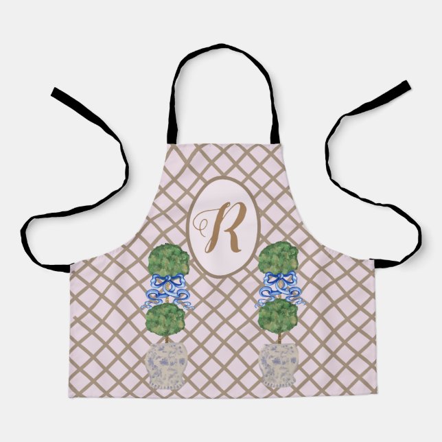 Pink Chinoiserie Ginger Jars Topiary Schürze (Vorderseite)