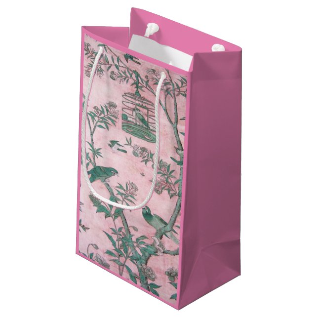 Pink Chinoiserie Kleine Geschenktüte (Rückseite Schrägansicht)