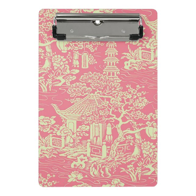 Pink Chinoiserie Mini Klemmbrett (Vorderseite)