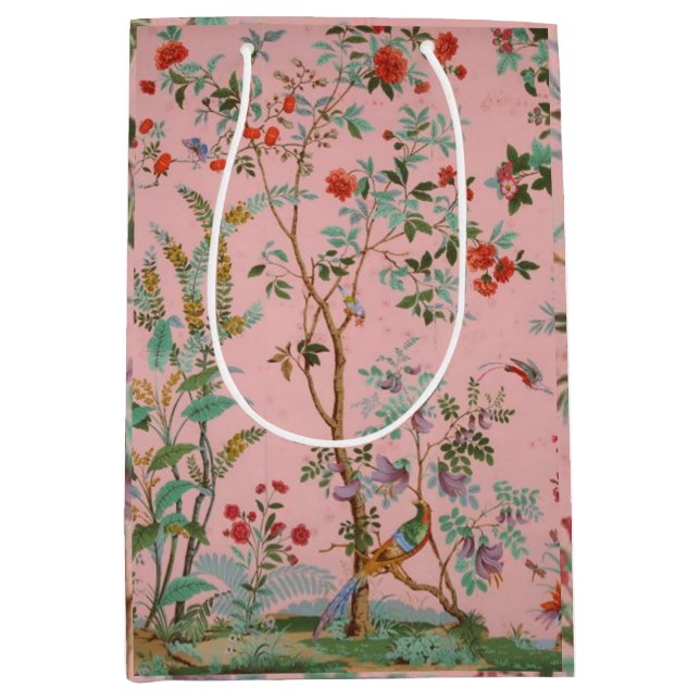 Pink Chinoiserie Mittlere Geschenktüte (Vorderseite)