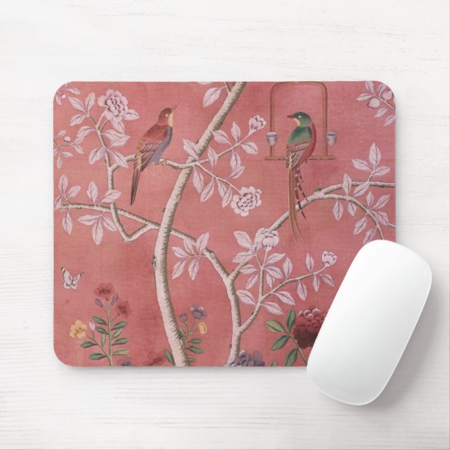 Pink Chinoiserie Mousepad (Mit Mouse)