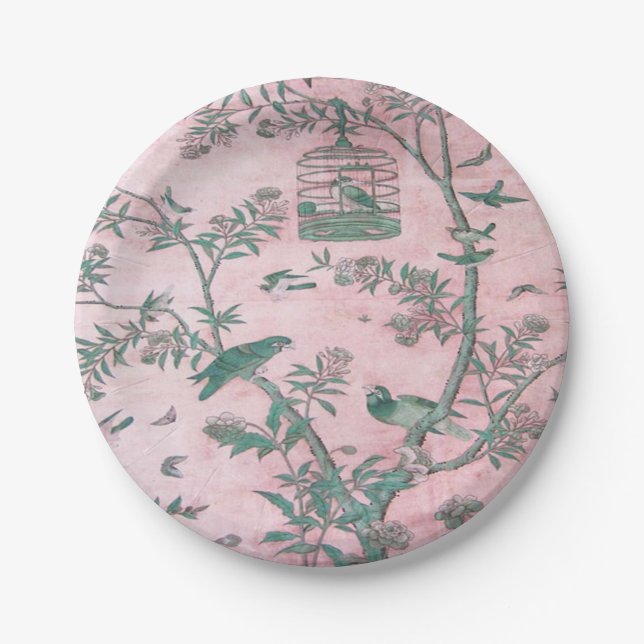 Pink Chinoiserie Pappteller (Vorderseite)