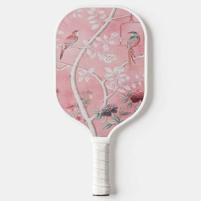 Pink Chinoiserie Pickleball Schläger (Vorderseite)