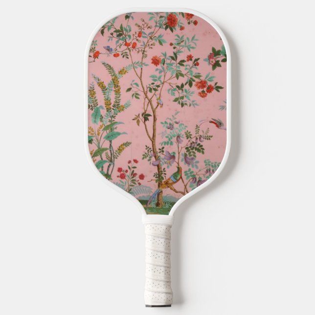 Pink Chinoiserie Pickleball Schläger (Vorderseite)