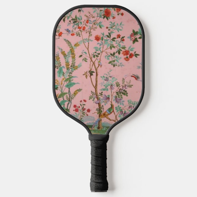 Pink Chinoiserie Pickleball Schläger (Vorderseite)
