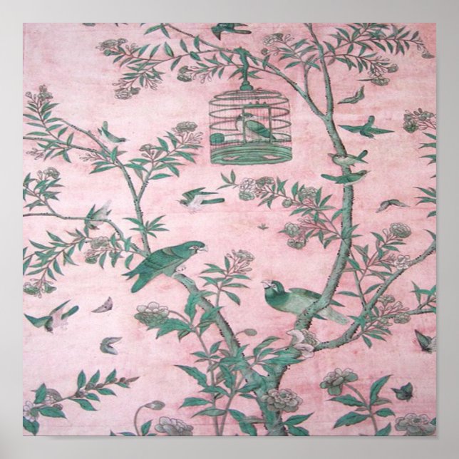 Pink Chinoiserie Poster (Vorne)