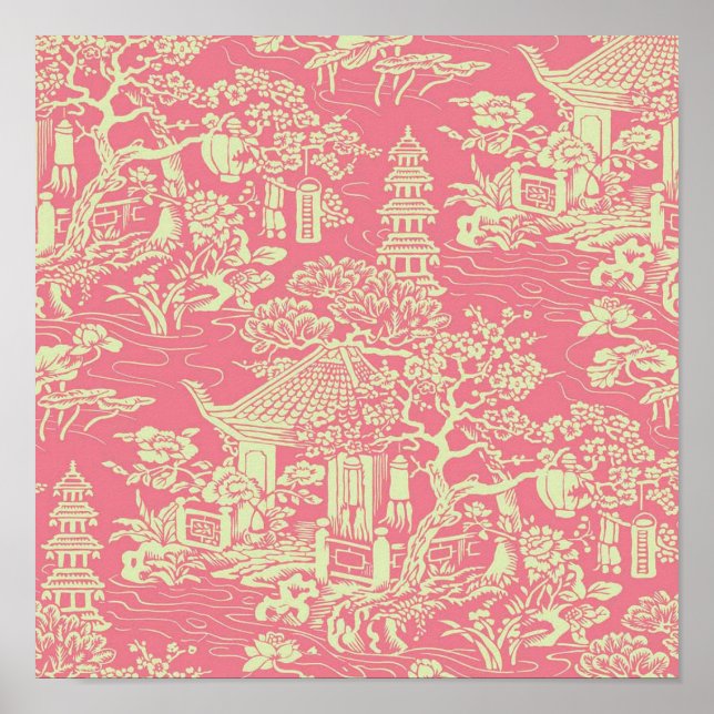 Pink Chinoiserie Poster (Vorne)