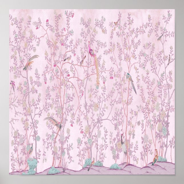 Pink Chinoiserie Poster (Vorne)