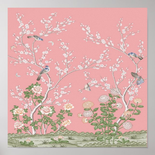 Pink Chinoiserie Poster (Vorne)