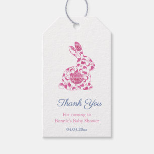 Pink Chinoiserie Rabbit Baby Dusche Gefallen Geschenkanhänger