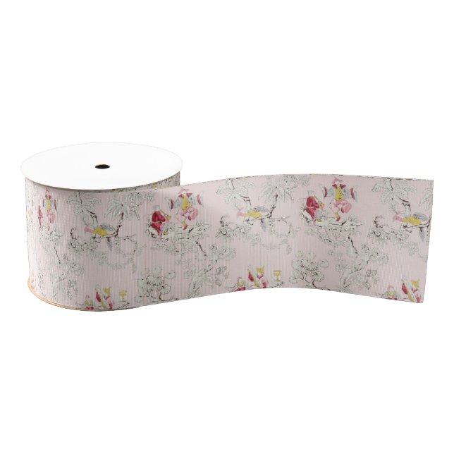 Pink Chinoiserie Ripsband (Spule)