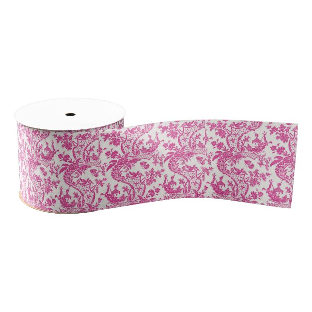 Pink Chinoiserie Ripsband (Spule)