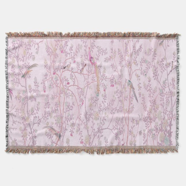 Pink Chinoiserie Throw Blanket Decke (Vorderseite)