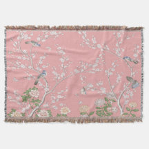 Pink Chinoiserie Throw Blanket