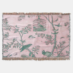 Pink Chinoiserie Throw Blanket Decke