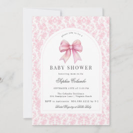 Pink Chinoiserie Toile Coquette Bow Babydusche Einladung