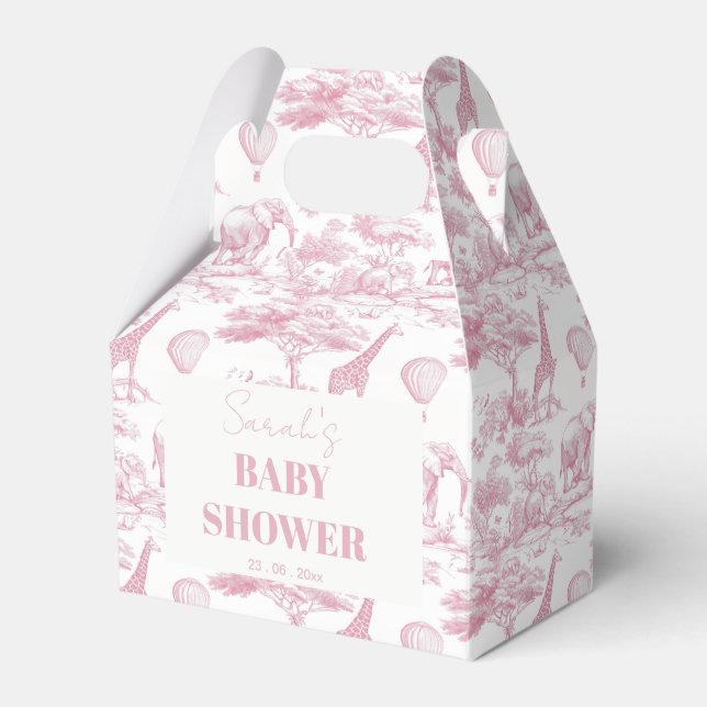 Pink Chinoiserie Toile de Jouy Baby Dusche Geschenkschachtel (Vorderseite)