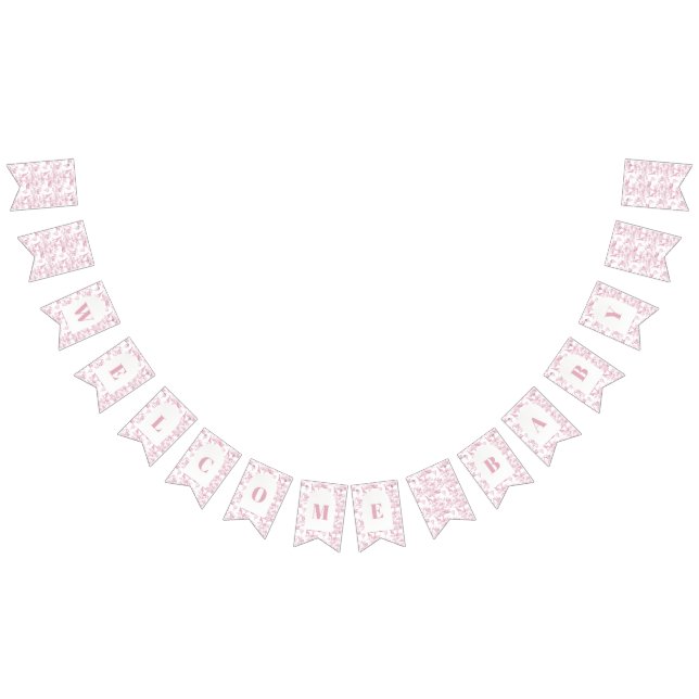 Pink Chinoiserie Toile de Jouy Baby Dusche Wimpelkette (Alle)