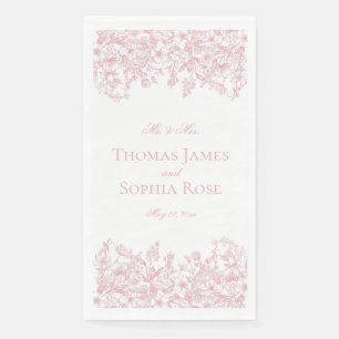 Pink Chinoiserie Vintage Blumenhochzeit Serviette