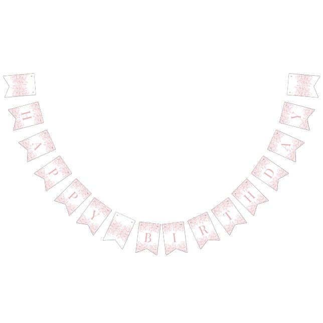 Pink Chinoiserie Vintage Floral Birthday Decor Wimpelkette (Alle)
