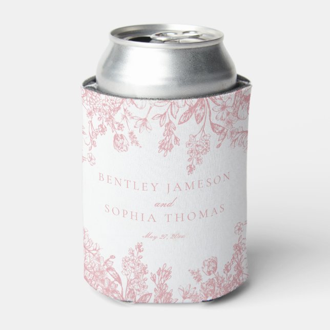 Pink Chinoiserie Vintage Gastgeschenke Hochzeiten Dosenkühler (Kanne Vorderseite)