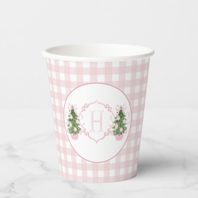 Pink Chinoiserie Weihnachtsdusche Pappbecher (Vorderseite)