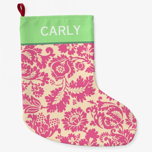 Pink Chintz Muster Großer Weihnachtsstrumpf (Vorderseite)