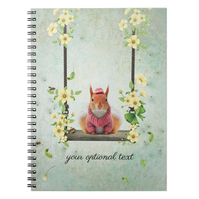 Pink Chipmunk auf Swing Spiral Foto Notebook Notizblock (Vorderseite)