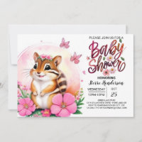Pink Chipmunk Bliss Whimsical Girl Baby Dusche