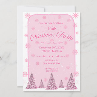 Pink Chirstmas Party Invitation Einladung