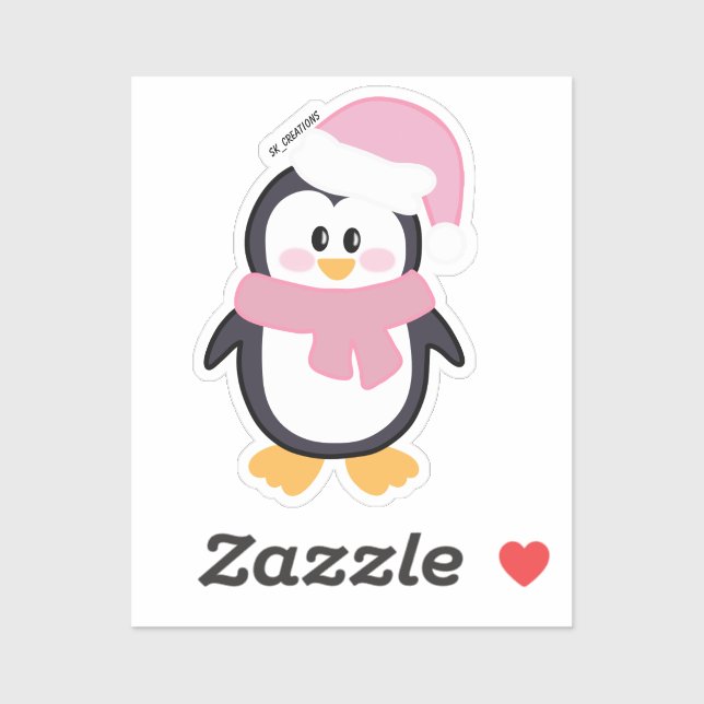 Pink Chistmas Penguin Aufkleber (Blatt)