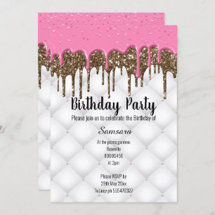 PINK CHOCOLATE TUFTED CAKE JEDEN ANLASS GEBURTSTAG EINLADUNG