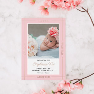 Pink Chosen Loved Einführung Adoptiert Baby Girl Folieneinladung