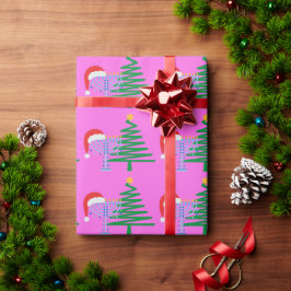 Pink Chrismukkah Wrapping Paper Roll Geschenkpapier
