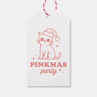 Pink Christmas aesthetic pinkmas party cat Geschenkanhänger